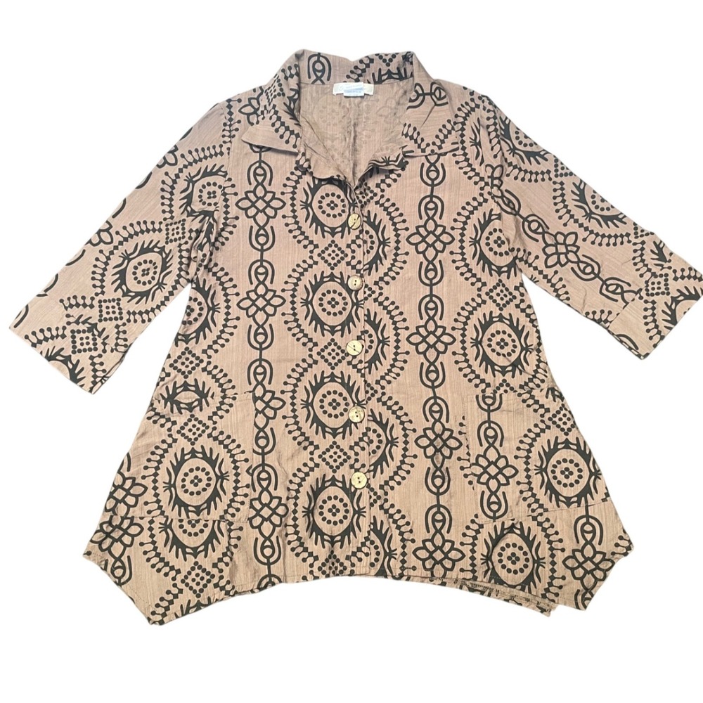 Womans Paisley Vine Button Up Blouse Size S/M